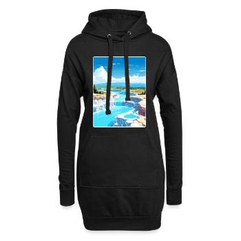 Pamukkale Affiche de voyage Peinture de carte postale souvenir - Sweat-shirt à capuche long Femme - noir - Devant