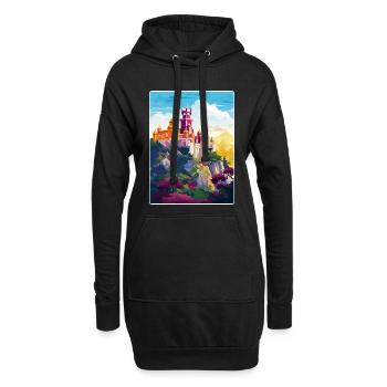 Sintra Portugal Affiche de voyage Peinture Souvenir WPA - Sweat-shirt à capuche long Femme - noir - Devant