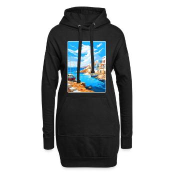 Folegandros Grèce Affiche de voyage Peinture Souvenir WP - Sweat-shirt à capuche long Femme - noir - Devant