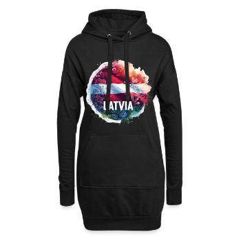 Lettland Flagge Fahne Geschenk - Hoodie-Kleid - Schwarz - Vorne