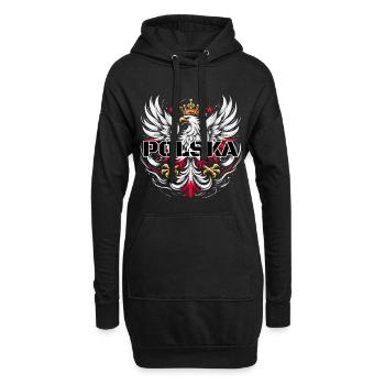 Pologne Polska Couronne d’aigle rouge blanc polonais - Sweat-shirt à capuche long Femme - noir - Devant