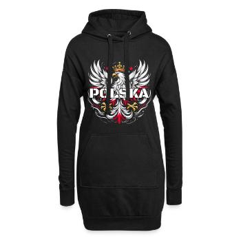 Pologne Polska Couronne d’aigle rouge blanc polonais - Sweat-shirt à capuche long Femme - noir - Devant