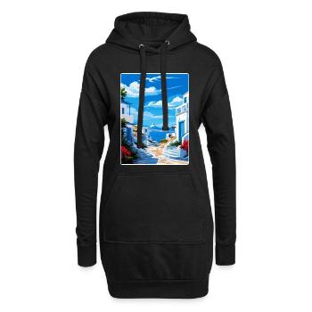 Milos Grèce Affiche de voyage Souvenir Carte Postale Peinture - Sweat-shirt à capuche long Femme - noir - Devant