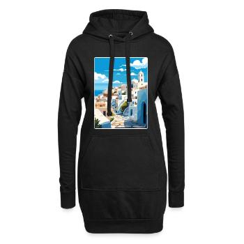 Patmos Grèce Grec Vintage Voyage Poster Souvenir - Sweat-shirt à capuche long Femme - noir - Devant