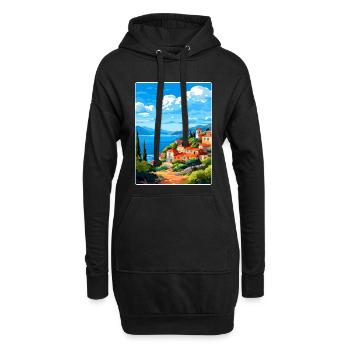 Samos Grèce Affiche de voyage Souvenir Carte Postale Peinture - Sweat-shirt à capuche long Femme - noir - Devant