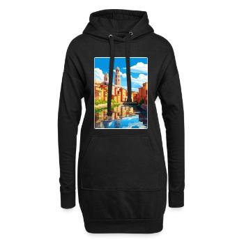 Girona Espagne Affiche de voyage Peinture de carte postale souvenir - Sweat-shirt à capuche long Femme - noir - Devant