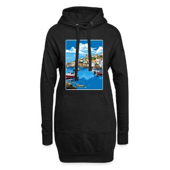 Mevagissey Angleterre Affiche de voyage Peinture Souvenir WP - Sweat-shirt à capuche long Femme - noir - Devant