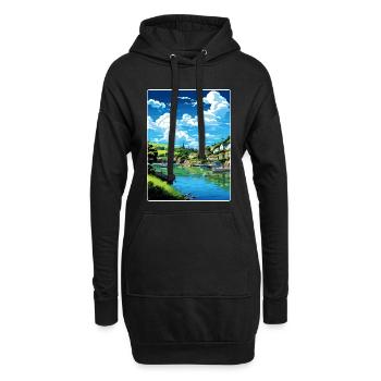 Fowey River Angleterre Affiche de voyage vintage souvenir - Sweat-shirt à capuche long Femme - noir - Devant