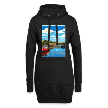 Bude Cornouailles Angleterre Affiche de voyage Souvenir WPA - Sweat-shirt à capuche long Femme - noir - Devant