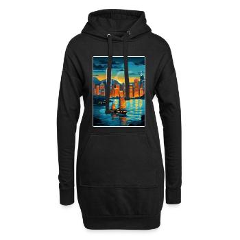 Hong Kong Chine Voyage Affiche Souvenir Peinture WPA - Sweat-shirt à capuche long Femme - noir - Devant