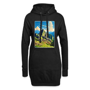 Machu Picchu Pérou Affiche de voyage Peinture Souvenir WPA - Sweat-shirt à capuche long Femme - noir - Devant
