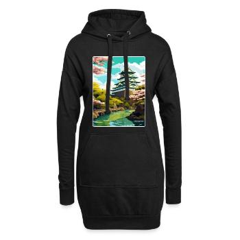 Osaka Japon Voyage Affiche Souvenir Carte Postale Peinture - Sweat-shirt à capuche long Femme - noir - Devant