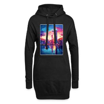 Hong Kong Chine Voyage Affiche Souvenir Peinture WPA - Sweat-shirt à capuche long Femme - noir - Devant