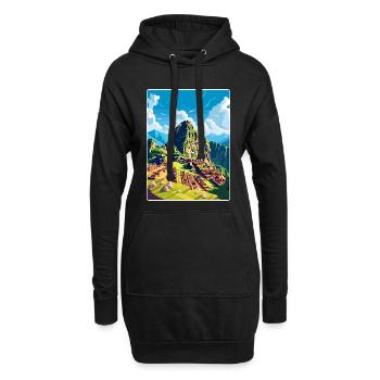 Machu Picchu Pérou Affiche de voyage Peinture Souvenir WPA - Sweat-shirt à capuche long Femme - noir - Devant