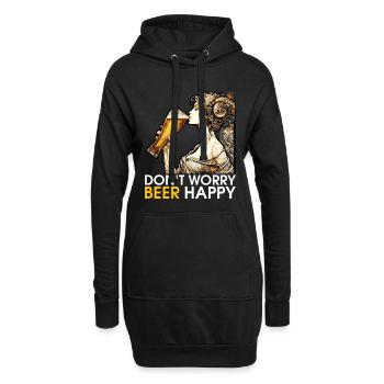 Frau trinkt Bier glücklich Geschenk - Hoodie-Kleid - Schwarz - Vorne