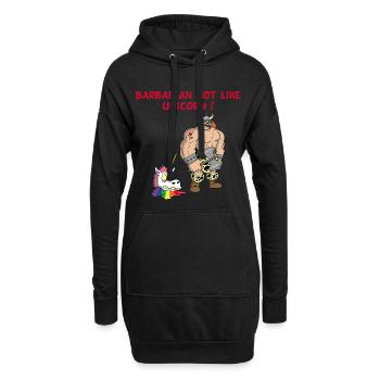 Der Barbar und das Einhorn - Hoodie-Kleid - Schwarz - Vorne