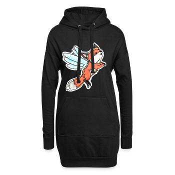 Fantastischer, fliegender Feen-Fuchs - Hoodie-Kleid - Schwarz - Vorne