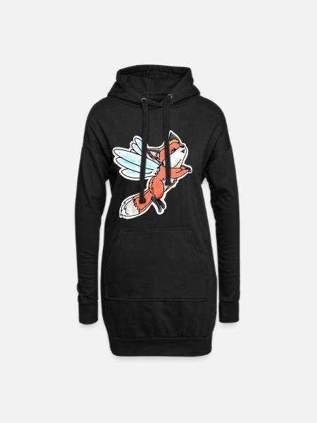 Fantastic, Flying Fairy Fox - Hoodie Dress - black