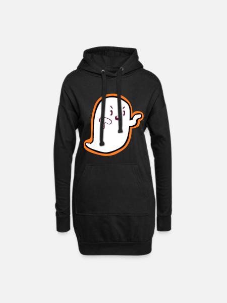 Kawaii Gespenst – Niedliches Halloween Design - Hoodie-Kleid - Schwarz