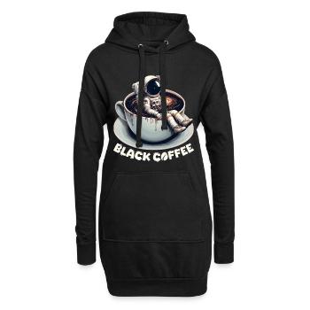 Schwarzer Kaffee Astronaut Tasse Galaxie Geschenk - Hoodie-Kleid - Schwarz - Vorne