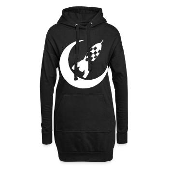 Weiße Rakete und Halbmond - Hoodie-Kleid - Schwarz - Vorne