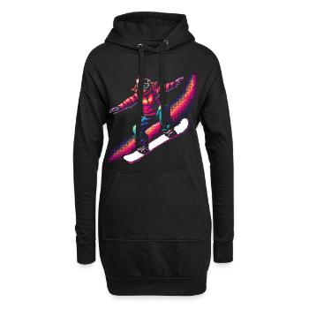 Snowboarding Pixel - Hoodie-Kleid - Schwarz - Vorne