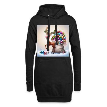 Renne mignon - Sweat-shirt à capuche long Femme - noir - Devant