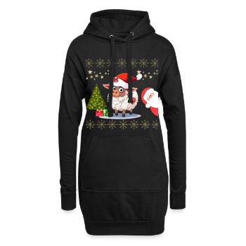 Mouton Festif de Noël - Pulls et Habits Mignons - Sweat-shirt à capuche long Femme - noir - Devant
