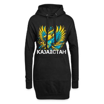 Kasachstan Adler Flagge Fahne kyrillisch Geschenk - Hoodie-Kleid - Schwarz - Vorne