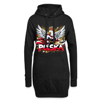 Polska Pologne Aigle Super-héros drapeau cadeau - Sweat-shirt à capuche long Femme - noir - Devant