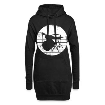 Schlagzeug - Hoodie-Kleid - Schwarz - Vorne