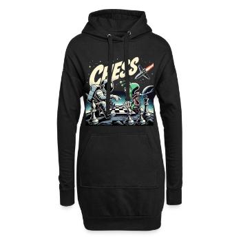 Astronaut Alien Schach Rakete Universum Geschenk - Hoodie-Kleid - Schwarz - Vorne