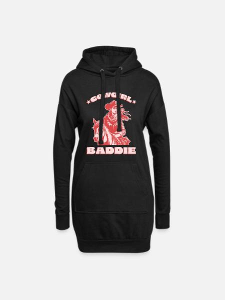 Western Baddie auf dem Pferd - Hoodie-Kleid - Schwarz