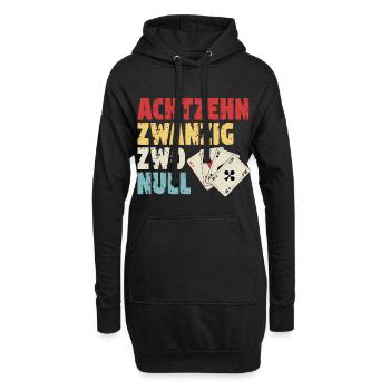 Kartenspiel Skat Spruch Achtzehn Zwanzig Zwo Null - Hoodie-Kleid - Schwarz - Vorne