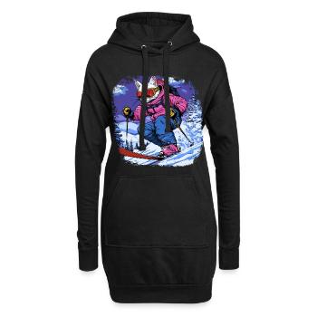 Katzen Telemark Ski - Hoodie-Kleid - Schwarz - Vorne
