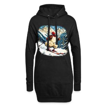 Ski Hühner - Hoodie-Kleid - Schwarz - Vorne