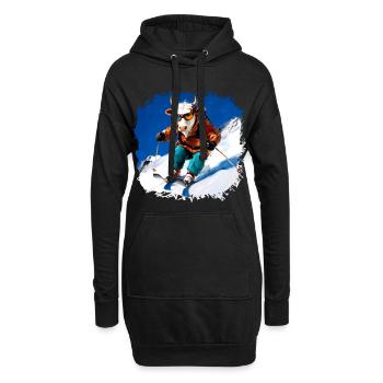Ski des vaches - Sweat-shirt à capuche long Femme - noir - Devant