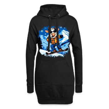 Vaches Snowboard / Vache Snowboardeuse - Sweat-shirt à capuche long Femme - noir - Devant