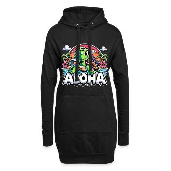 Aloha tortue Hawaï hibiscus palmiers cadeau - Sweat-shirt à capuche long Femme - noir - Devant