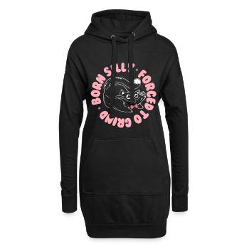 Born Silly, Forced to Grind – Verspielte Katze - Hoodie-Kleid - Schwarz - Vorne