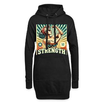 Strength strong power woman rockabilly retro gift - Hoodie Dress - black - Front