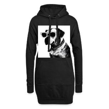 Schwarzweiß Hund mit Sonnenbrille - Hoodie-Kleid - Schwarz - Vorne