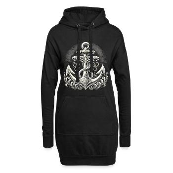 Anker Schiffsanker Anker cool maritim Geschenk - Hoodie-Kleid - Schwarz - Vorne