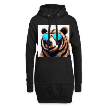 Bär mit Sonnenbrille Pop-Art - Hoodie-Kleid - Schwarz - Vorne