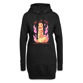 Balance & Flames – Fußballkunst mit Schädel - Hoodie-Kleid - Schwarz - Vorne