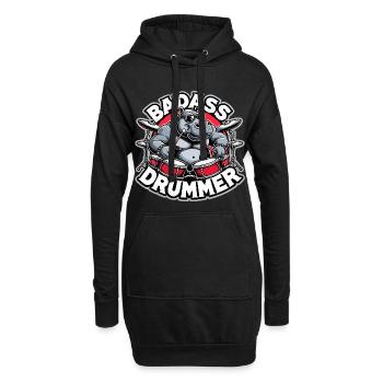 Knallharter Schlagzeuger Nilpferd cool Geschenk - Hoodie-Kleid - Schwarz - Vorne