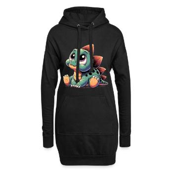 Stegosaurus Baby Dino Babydino Dinobaby Geschenk - Hoodie-Kleid - Schwarz - Vorne