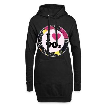 I ♥ 90s – Design rétro nostalgique - Sweat-shirt à capuche long Femme - noir - Devant