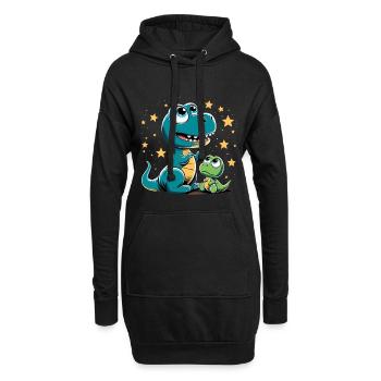 T-Rex Baby Dino Geschwister Dinobaby Geschenk - Hoodie-Kleid - Schwarz - Vorne