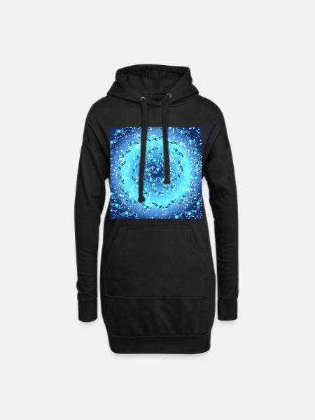 Meeres-Galaxie - Hoodie-Kleid - Schwarz